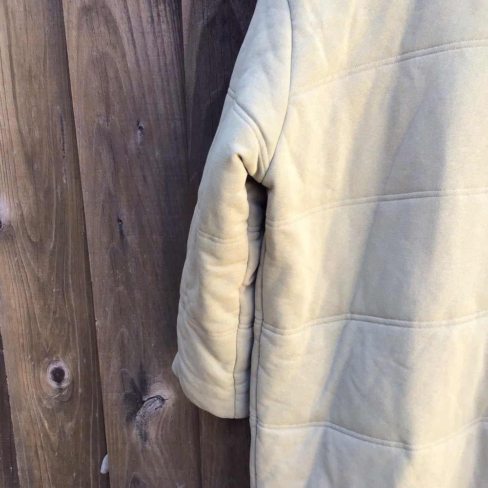 OFFHOURS Homecoat Quilted Robe Coat Sage Green Cream Orange Belt One Size - Picture 5 of 6